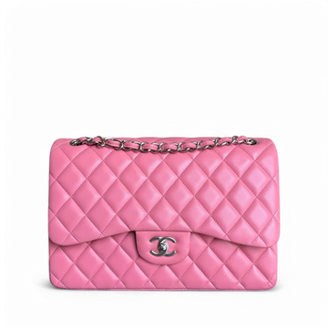 Chanel Classic Flap Jumbo - Double Flap 30CM Quilted Lambskin Pink Silver Hardware Series 18