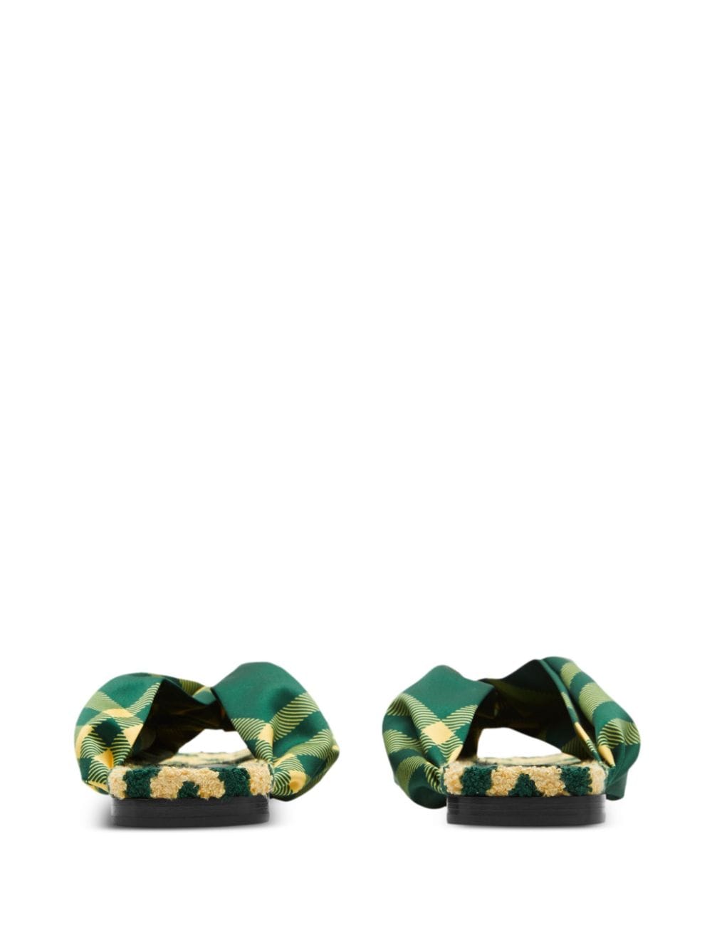 BURBERRY Check Pattern Thong Strap Open Toe Branded Footbed Flat Sandals