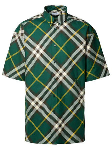 BURBERRY Check Motif Cotton Shirt - Short Sleeves