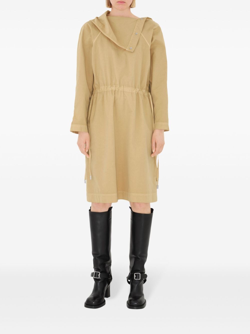 BURBERRY Oversized Wool Silk Dress with Drawstring Waist for Women - SS24