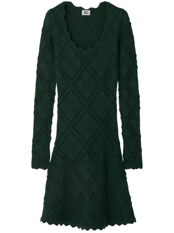 BURBERRY Knee-Length Aran Knit Wool Dress
