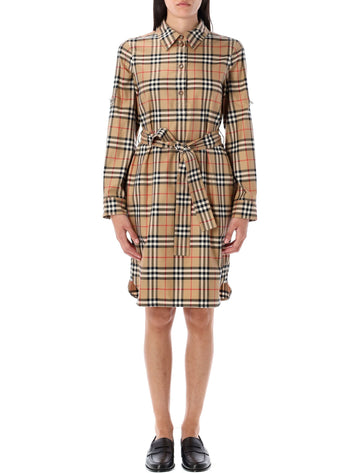 BURBERRY Classic Check Cotton Shirt Dress - Size 8