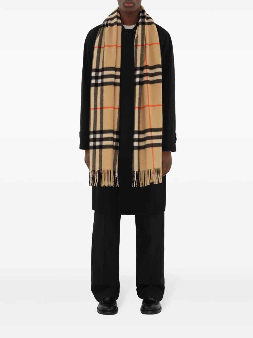 BURBERRY Cashmere Scarf with Fringed Edges - 200x52 cm