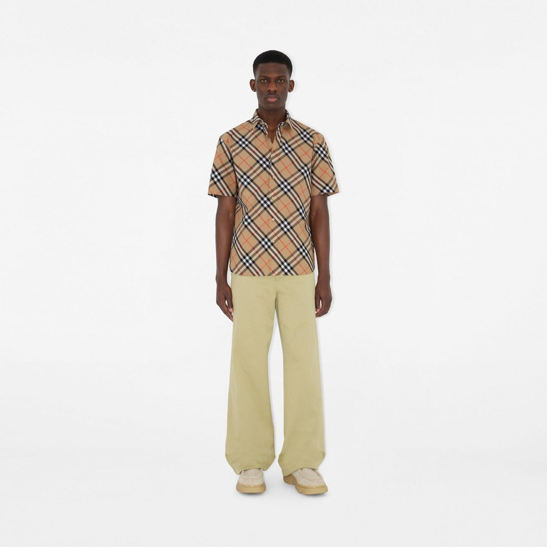 BURBERRY Checkered Design Rounded Hem Cotton Shirt
