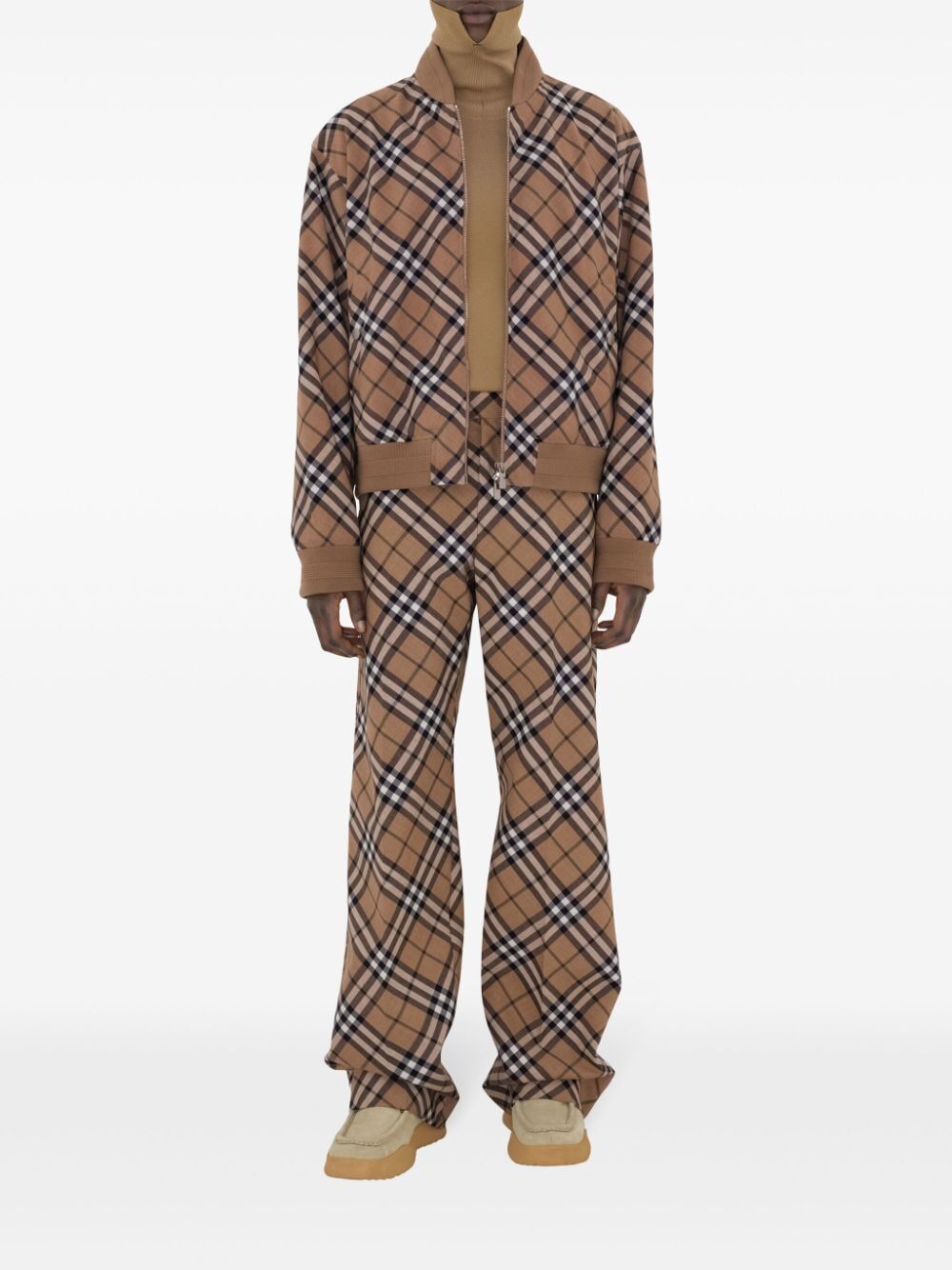 BURBERRY Check Wool Blend Harrington Jacket