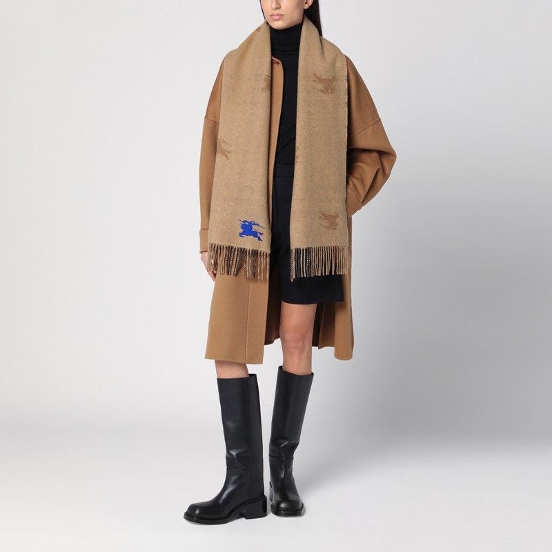 BURBERRY Cashmere Scarf with Fringed Edges - 168x30 cm