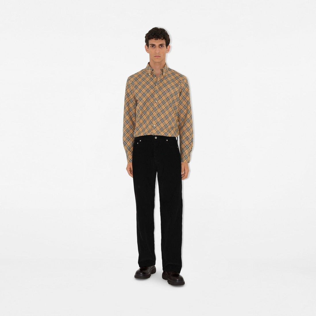 BURBERRY Button-Down Check Pattern Shirt for Men