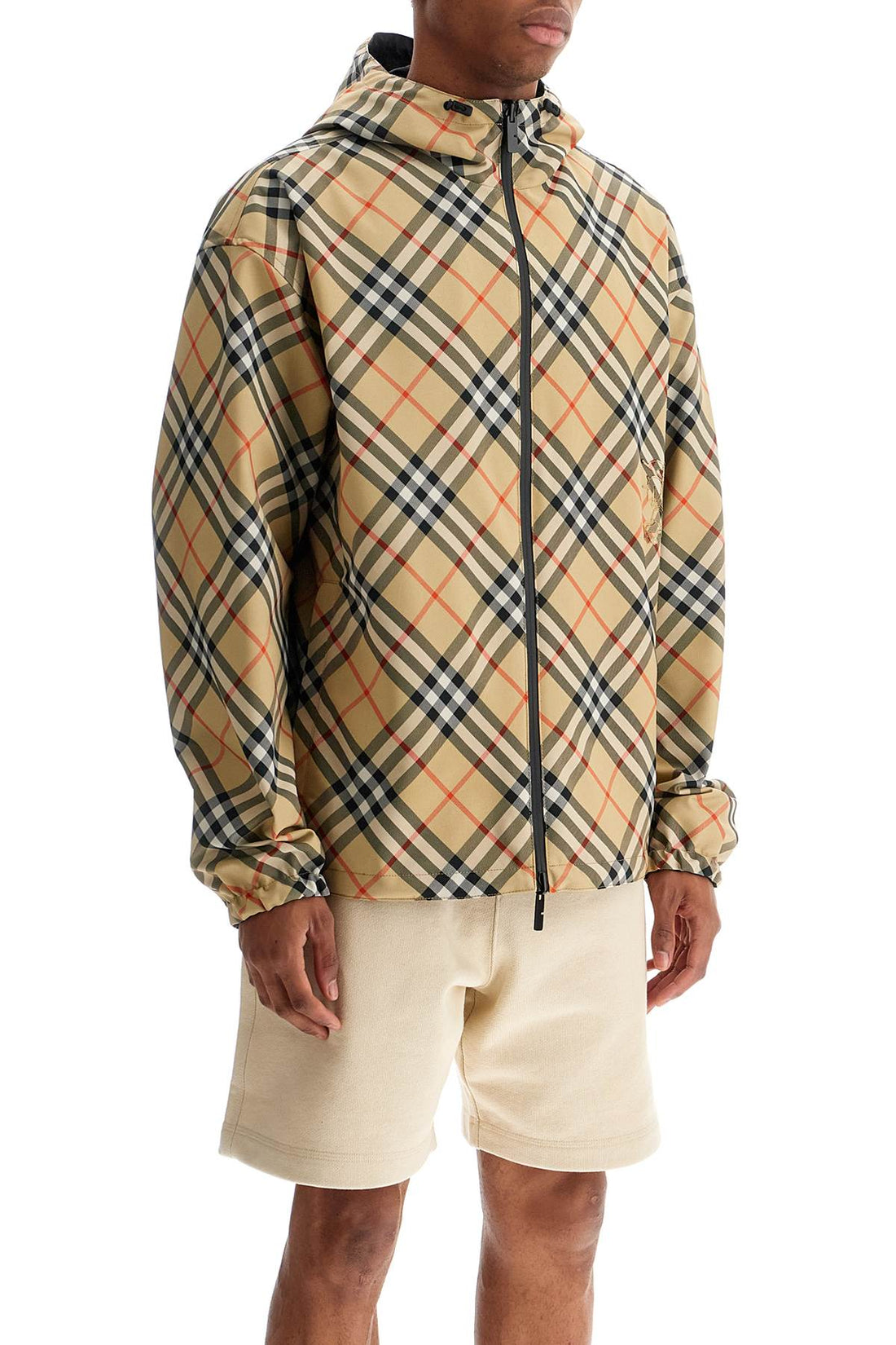 BURBERRY Check Motif Hooded Jacket
