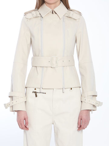 BURBERRY Cotton Jacket with Adjustable Belt - Size UK 6