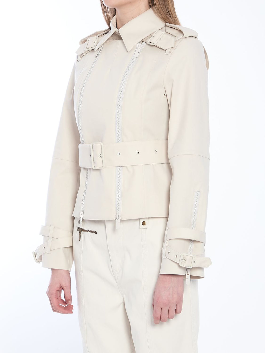 BURBERRY Cotton Jacket with Adjustable Belt - Size UK 6