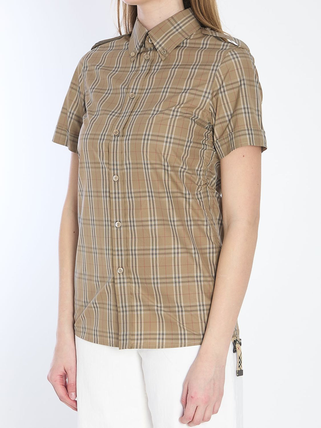BURBERRY Checked Short-Sleeve Shirt for Women - Slim Fit