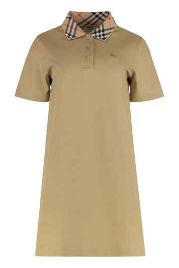 BURBERRY Chic Cotton Mini-Dress with Check Collar