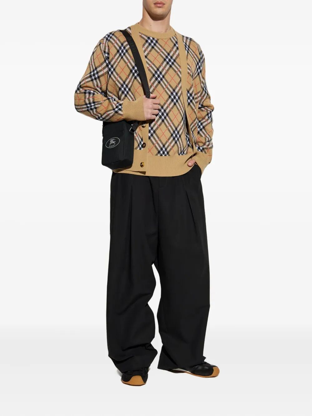 BURBERRY Check-Pattern Wool Crew Neck Sweater