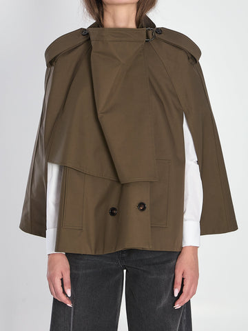 BURBERRY Cotton Cape with Trench-Inspired Silhouette - Size XS
