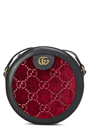 Gucci, Burgundy Velvet CS Marmont Round Shoulder Bag Mini, Burgundy