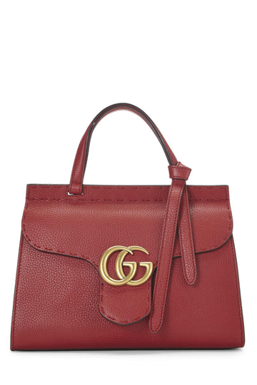 Gucci, Red Leather CS Marmont Top Handle Flap Bag Mini, Red