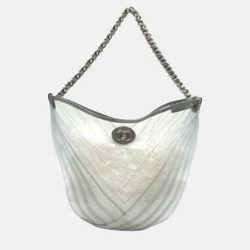Silver Vinyl Chain Shoulder Bag