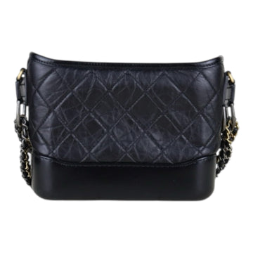 Very Good ( Rank A) ?CHANEL PM Gabrielle Aged Calfskin Shoulder Bag Black Made in 2018 Year?S25061201