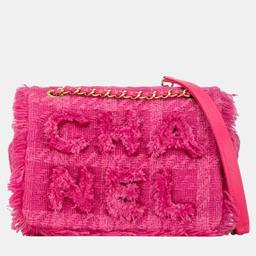 Pink Wool Tweed Giant Logo Flap