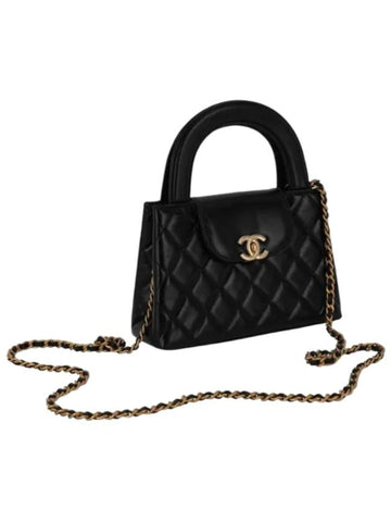 Gold Hardware Small Shiny Vintage Calfskin Tote Bag Black Chanel