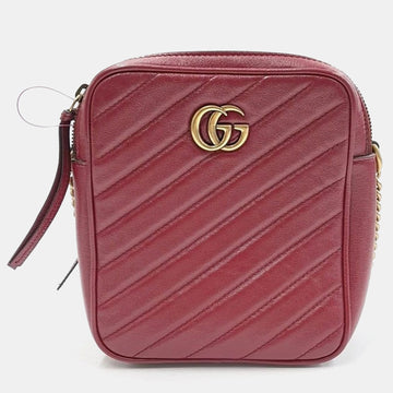Red Calfskin Matelasse Diagonal Tall GG Marmont Crossbody Bag