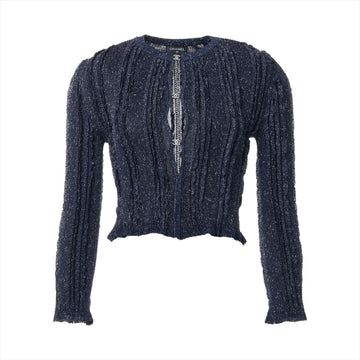 Chanel Coconut Button 23P Viscous Cardigan 34  Navy P74585  Race Short Race
