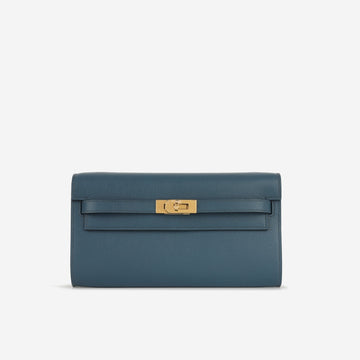 Hermès Kelly To Go Wallet Bleu De Prusse Evercolor GHW (NWT)