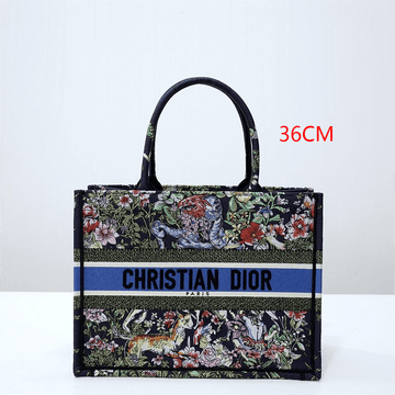 DIR1286 Book Tote small size 36.5cm 41.5cm Embroidery green black