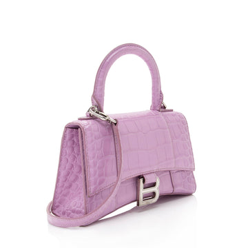 Balenciaga Shiny Croc Embossed Calfskin Hourglass XS Satchel (SHF-A4kg9c)