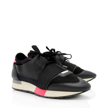 Balenciaga Leather Stretch Knit Race Runner Sneakers - Size 8 / 38 (SHF-oa1Nul)