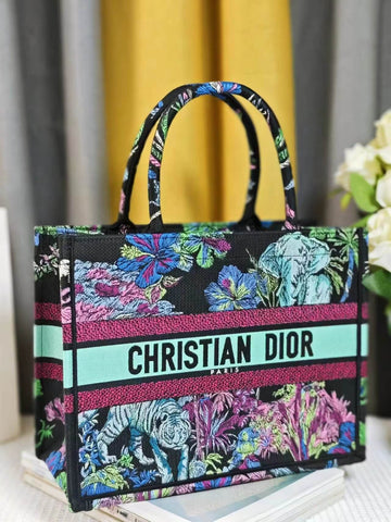 DIR Book Tote Blue Multicolor Toile de Jouy Voyage Embroidery 1286