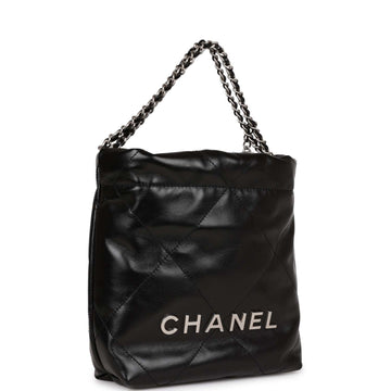 Chanel Mini  Bag Black Calfskin Silver Hardware