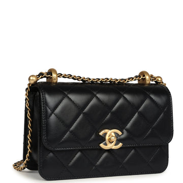Chanel Small PerfSSt Fit Flap Bag Black Shiny Calfskin Brushed Gold Hardware
