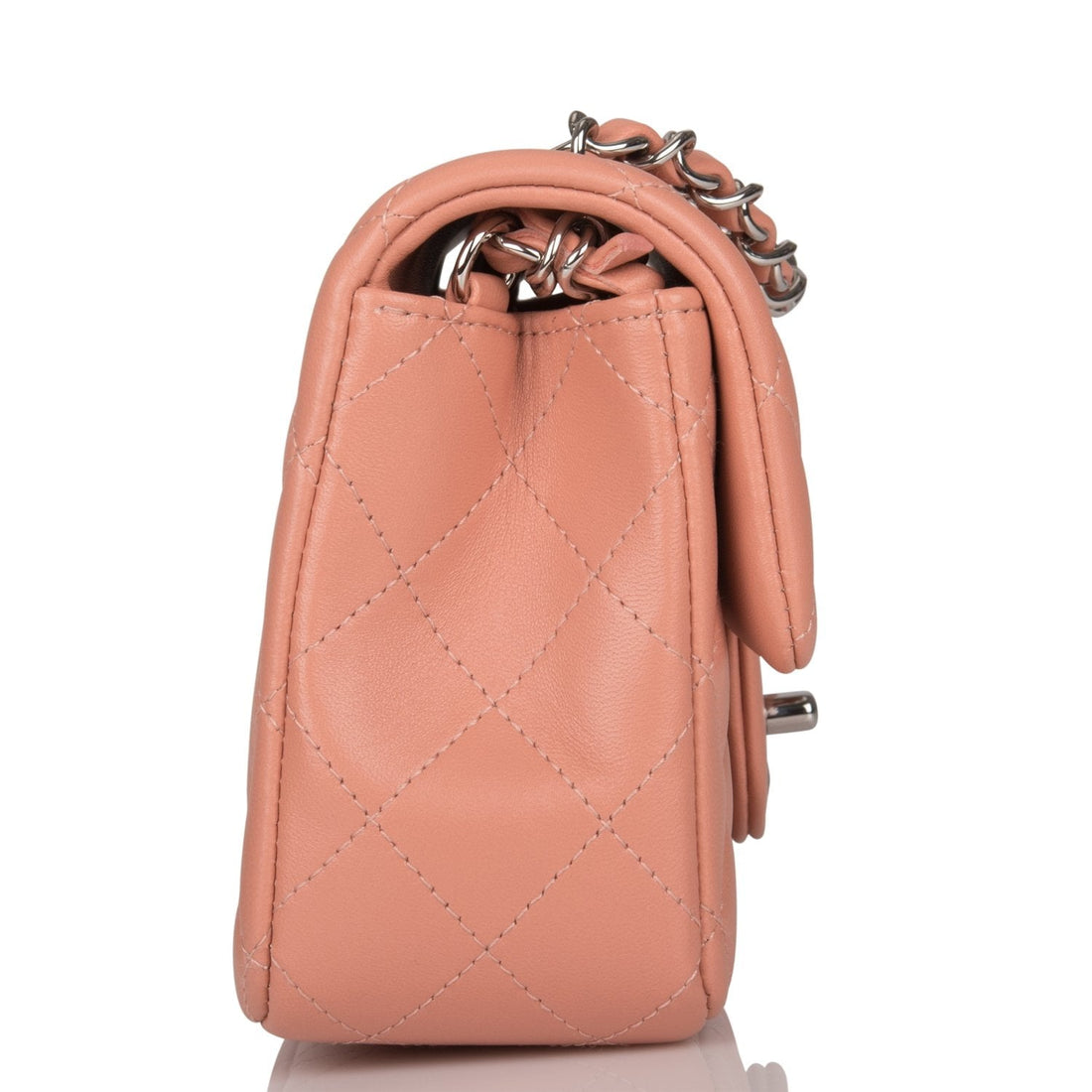Chanel Mini RSStangular Flap Bag Rose Lambskin Silver Hardware