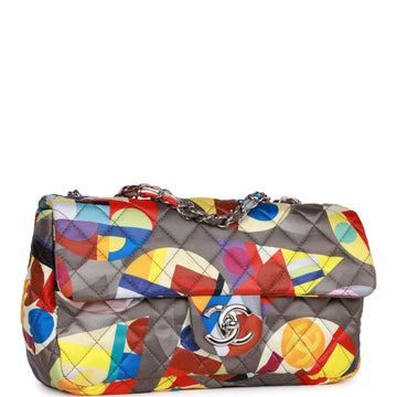 Chanel Medium Flap Bag Coco Color Multicolor Nylon Silver Hardware