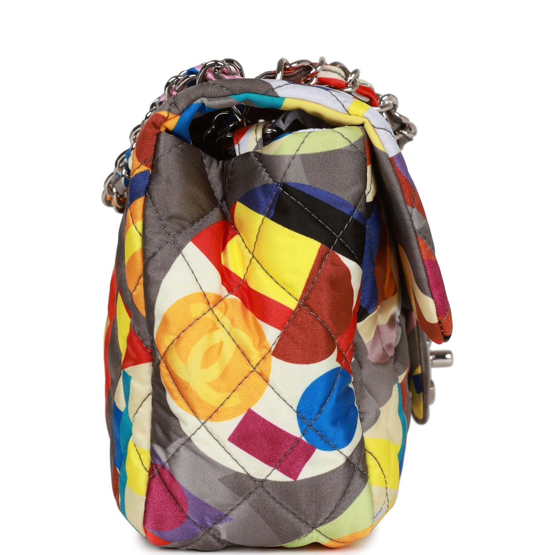 Chanel Medium Flap Bag Coco Color Multicolor Nylon Silver Hardware