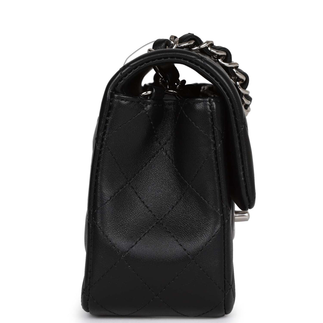 Chanel Mini RSStangular Flap Bag Black Lambskin Silver Hardware