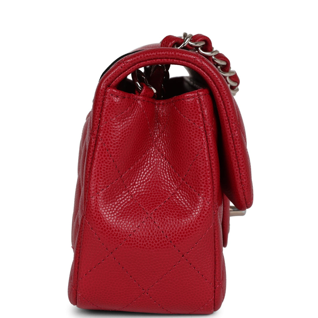 Chanel Mini RSStangular Flap Bag Red Caviar Silver Hardware