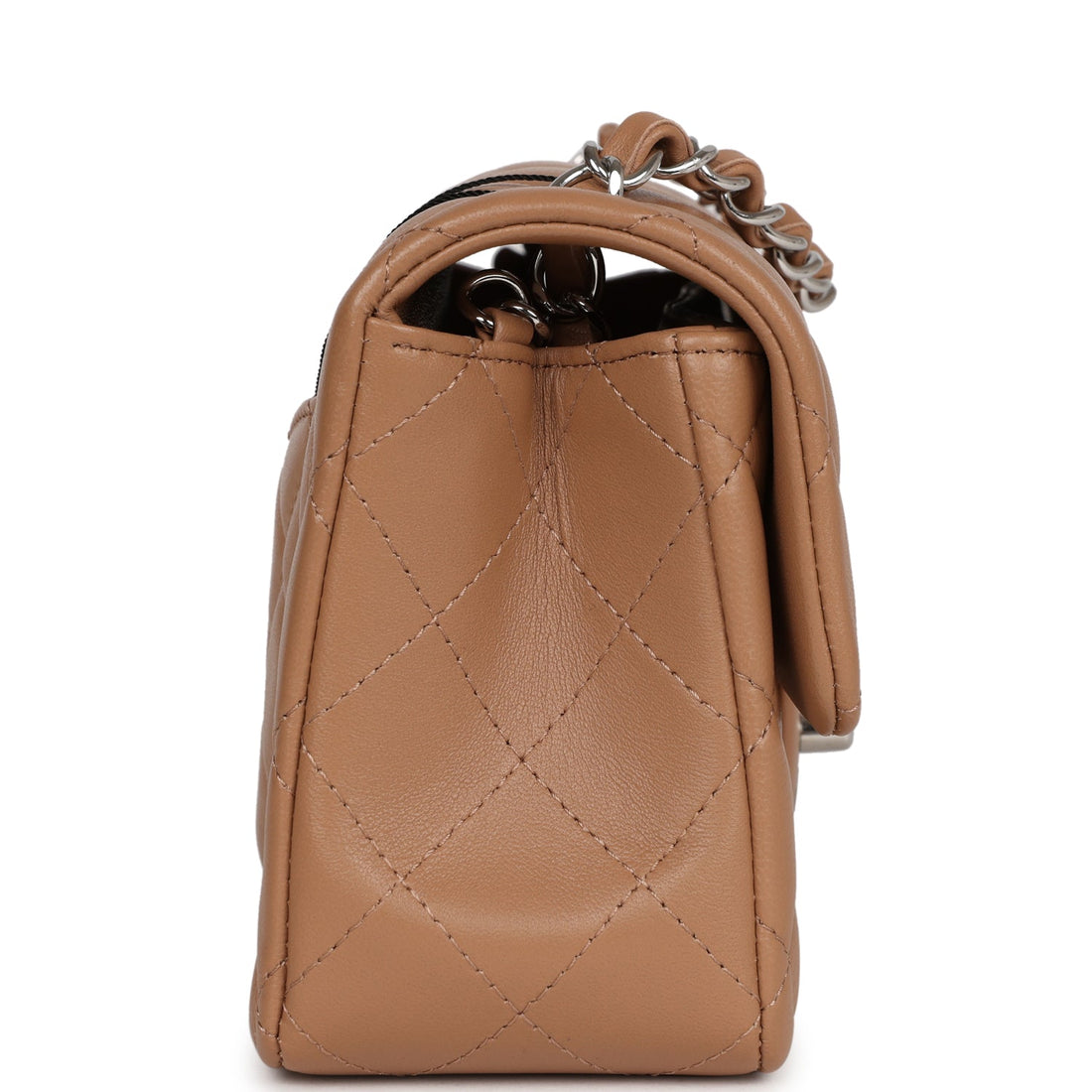 Chanel Mini RSStangular Flap Dark Beige Lambskin Silver Hardware