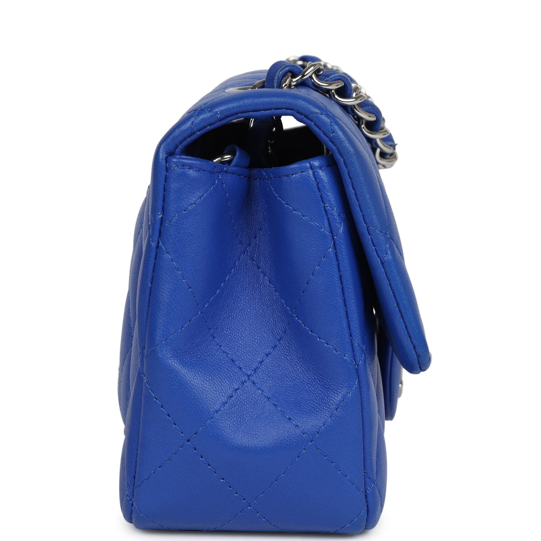 Chanel Mini RSStangular Flap Bag Blue Lambskin Silver Hardware