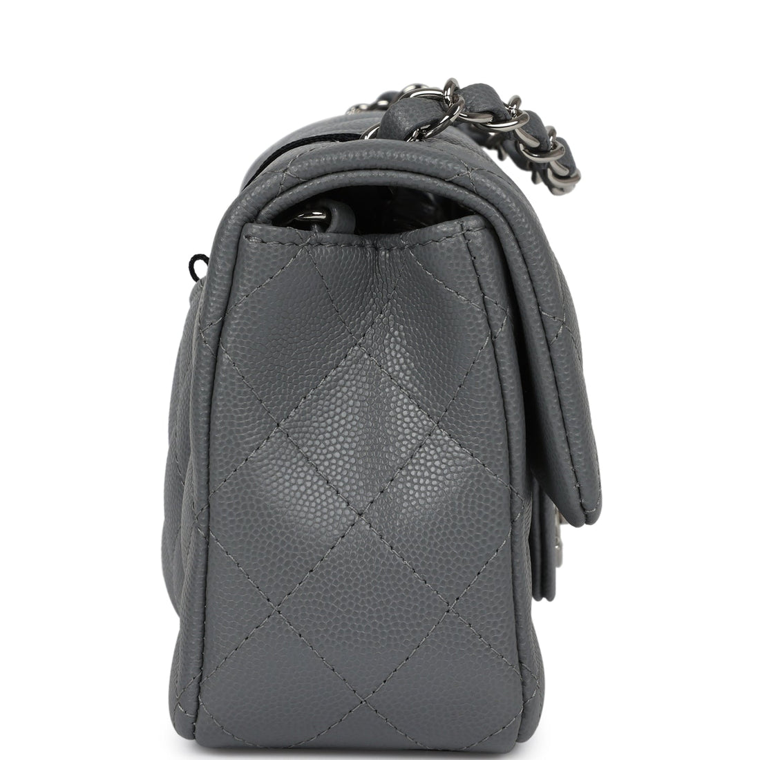 Chanel Mini RSStangular Flap Bag Dark Grey Caviar Silver Hardware