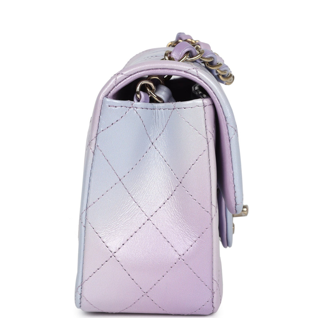Chanel Mini RSStangular Flap Bag Purple Ombre Lambskin Light Gold Hardware