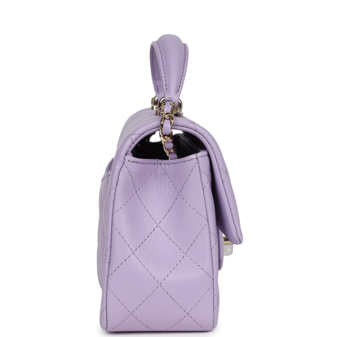 Chanel Mini RSStangular Flap Bag with Top Handle Lilac Lambskin Light Gold Hardware