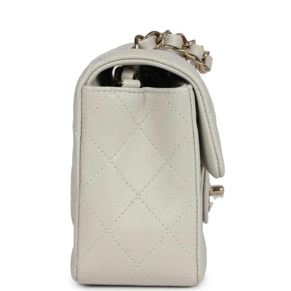 Chanel Mini Classic RSStangular Flap Bag Light Grey Lambskin Light Gold Hardware