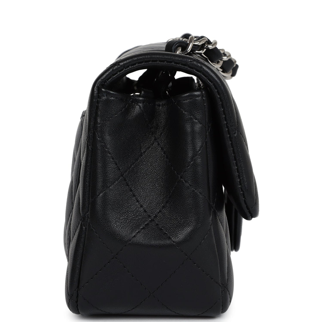 Chanel Mini Classic RSStangular Flap Bag Black Lambskin Silver Hardware