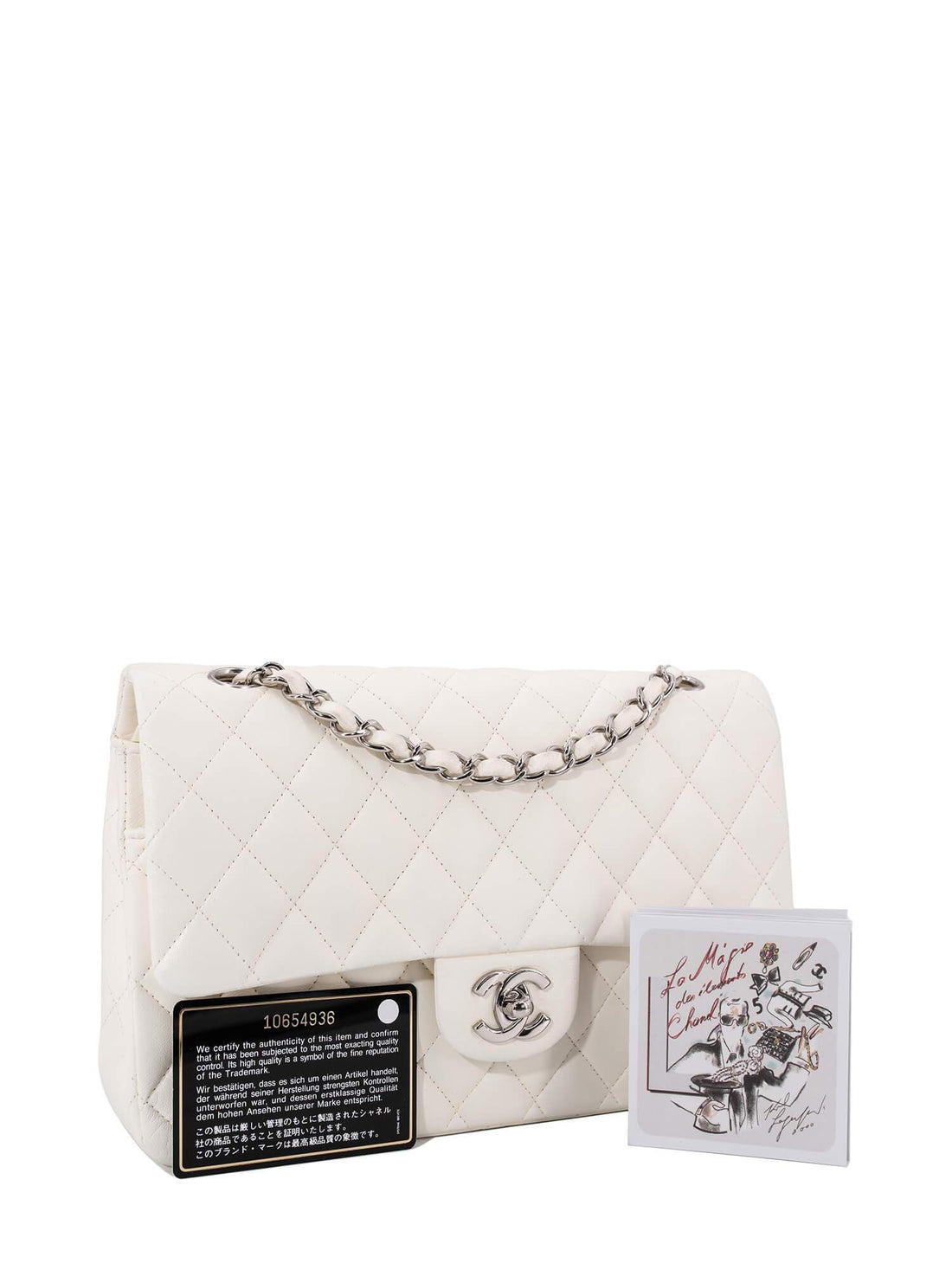 Chanel . Quilted Leather Medium Double Flap Bag Off White