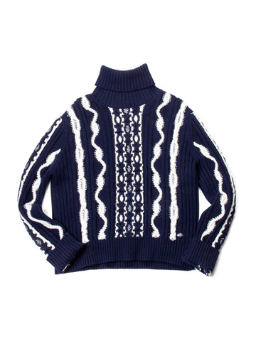 Chanel Cable Knit Cashmere Sparkly Nautical Sweater Blue White