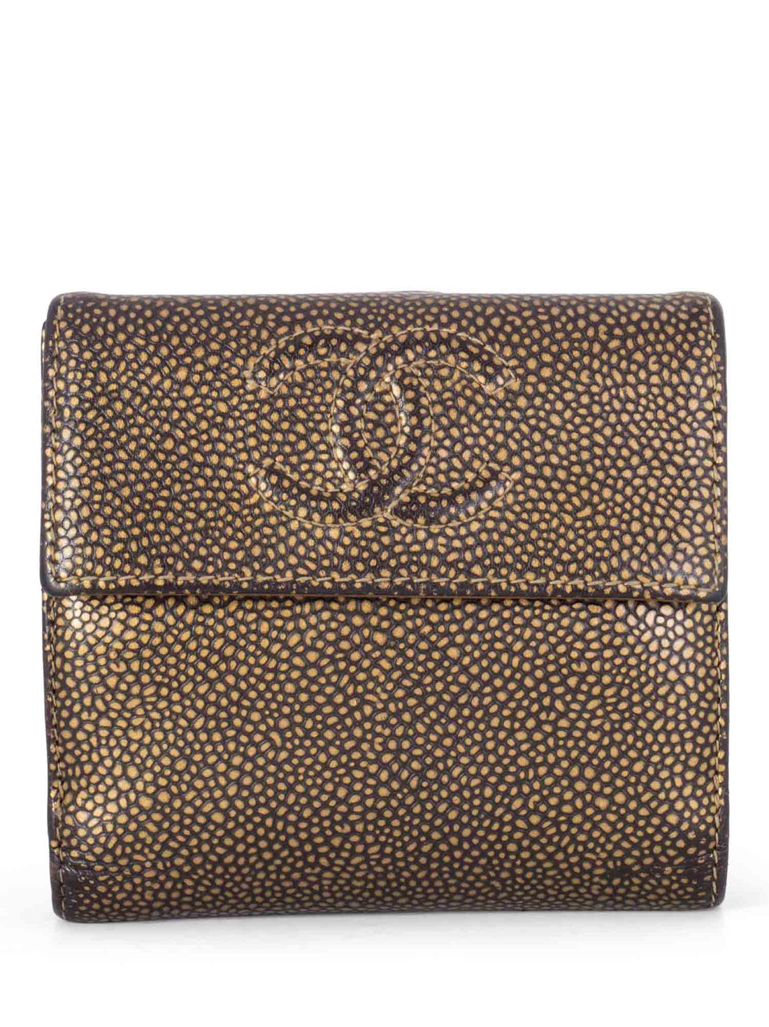 Chanel Caviar Leather CC Logo Timeless Bifold Wallet Brown