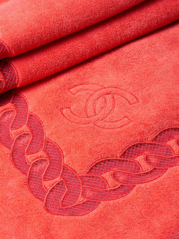 Chanel Cotton CC Logo XXL Beach Towel Pink