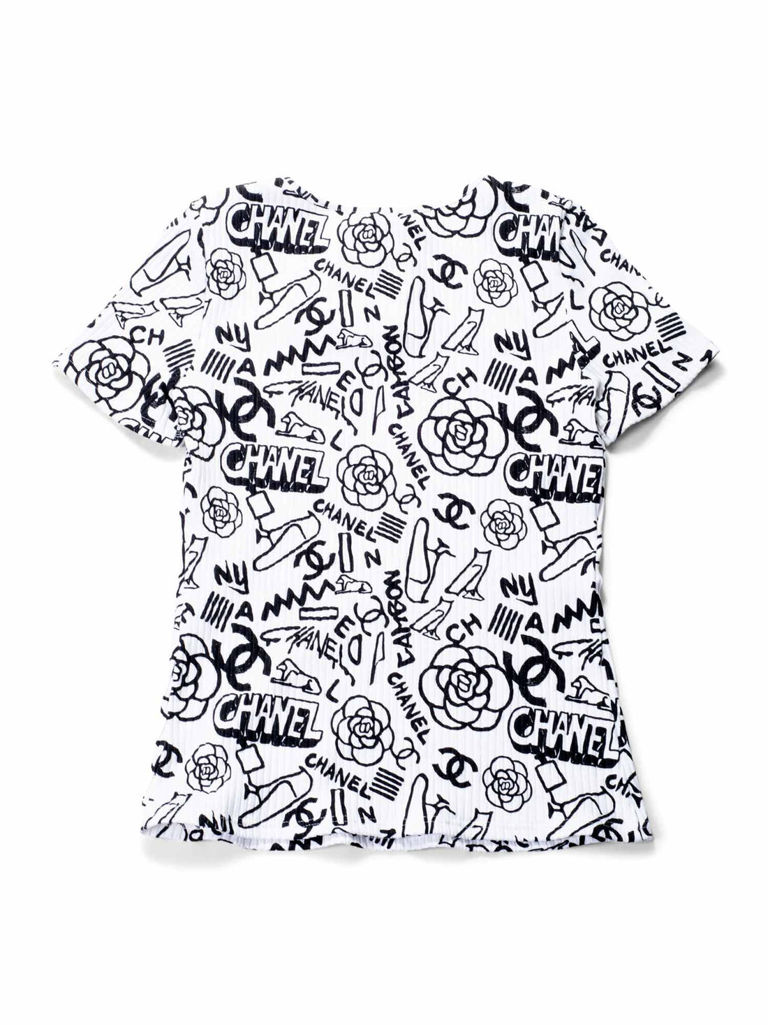 Chanel Cotton Paris New York Graffiti T-Shirt Black White